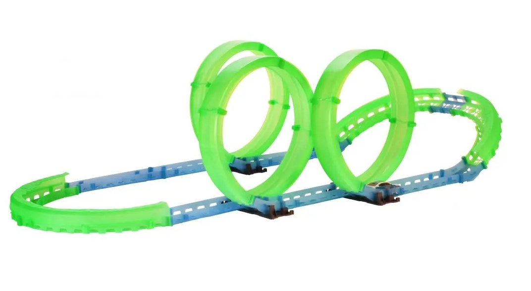 Pista de Curse Luminoasa Rapid World idealSTORE, Dimensiuni 95 x 41 x 26 cm, Include o Masinuta Electrica controlata prin Joistick, Posibilitatea de a crea diferite trasee, Control Viteza, Dezvoltarea abilitatilor motorii, Creativitatea