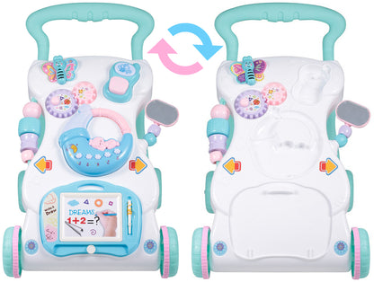 Premergator interactiv BLUE MOON, Dimensiuni 50 x 27.5 x 27 cm Echipat cu panou educativ, Ajuta la dezvoltarea abilitatilor motorii, Este un bun ajutor in invatarea mersului independent, Accesorii simbolice care asigura distractia celor mici