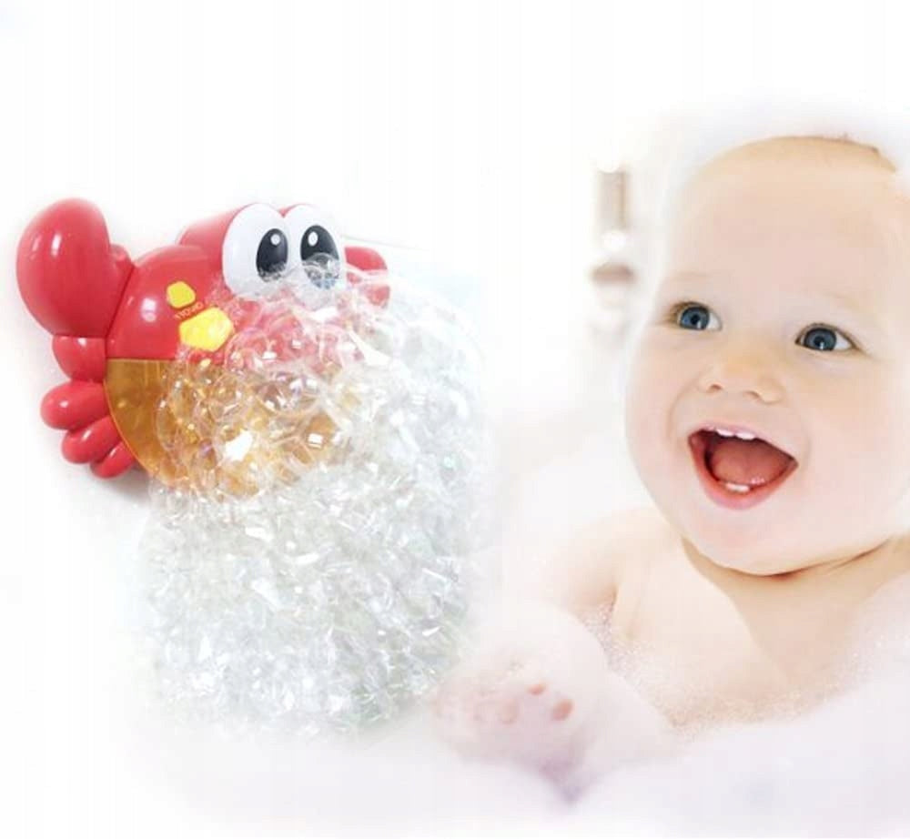 Jucarie de baie Bubble Krab Blue IdealStore, Efecte sonore, Dimensiuni 24x8x15 cm, Include ventuza pentru prindere si recipient pentru depozitarea lichidului, Asigura o baie distractiva si linistita, Rosu