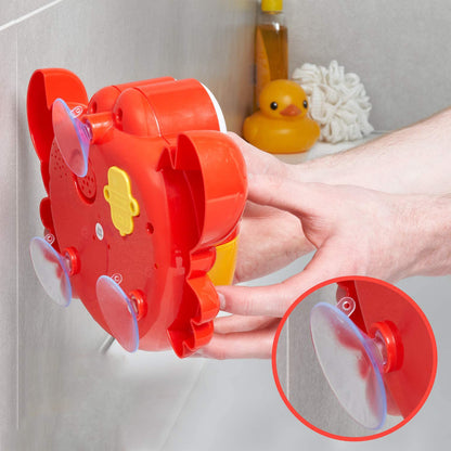 Jucarie de baie Bubble Krab Blue IdealStore, Efecte sonore, Dimensiuni 24x8x15 cm, Include ventuza pentru prindere si recipient pentru depozitarea lichidului, Asigura o baie distractiva si linistita, Rosu