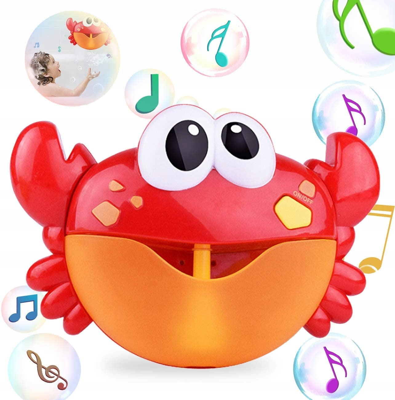 Jucarie de baie Bubble Krab Blue IdealStore, Efecte sonore, Dimensiuni 24x8x15 cm, Include ventuza pentru prindere si recipient pentru depozitarea lichidului, Asigura o baie distractiva si linistita, Rosu