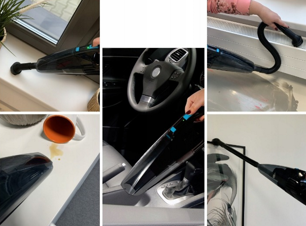 Aspirator Multifunctional Portabil Turbo Cleaning idealSTORE, Putere 80W, Capacitate recipient Praf 0.5L, Include Perie rotunda, Adaptor, Lampa de control, Varf din cauciuc pentru lichide, Usor de Utilizat