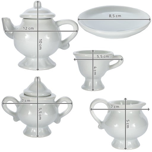 Set De Ceai Din Porcelan idealStore Let's Paint Pentru Vopsit, Vase din Portelan, 12 Vopsele Colorate, Paleta pentru Vopsele, Creativitate, Imaginatie, Set Refolosibil