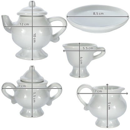 Set De Ceai Din Porcelan idealStore Let's Paint Pentru Vopsit, Vase din Portelan, 12 Vopsele Colorate, Paleta pentru Vopsele, Creativitate, Imaginatie, Set Refolosibil