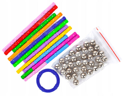 Joc educativ cu Blocuri Magnetice idealStore Castle Construction 3D, Creaza Constructii Tridimensionale, Dezvolta Rabdarea, Indemanarea si Concentrarea, 119 elemente, Material Rezistent, Contine Brosura si Cutie de Depozitare