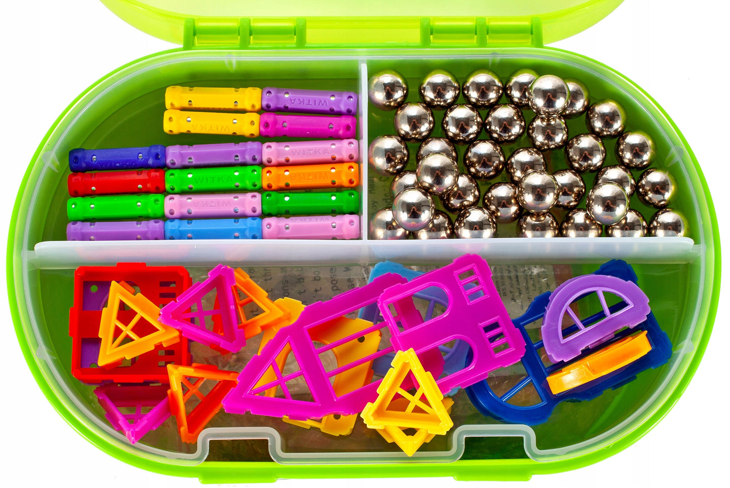 Joc educativ cu Blocuri Magnetice idealStore Castle Construction 3D, Creaza Constructii Tridimensionale, Dezvolta Rabdarea, Indemanarea si Concentrarea, 119 elemente, Material Rezistent, Contine Brosura si Cutie de Depozitare