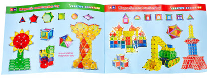 Joc educativ cu Blocuri Magnetice idealStore Castle Construction 3D, Creaza Constructii Tridimensionale, Dezvolta Rabdarea, Indemanarea si Concentrarea, 119 elemente, Material Rezistent, Contine Brosura si Cutie de Depozitare