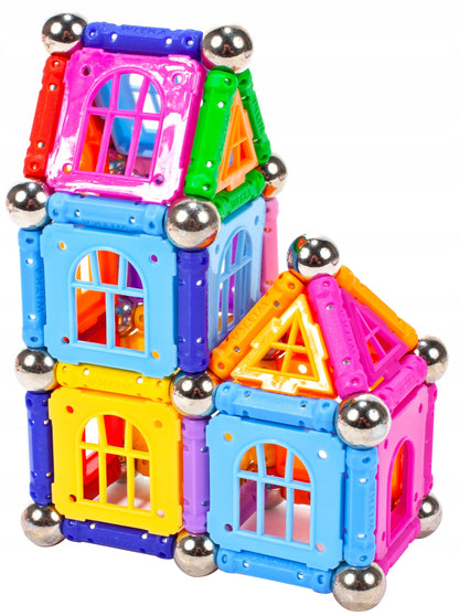 Set Blocuri Magnetice idealStore Castle Construction 3D, Creaza Constructii Tridimensionmale, Dezvolta Rabdarea si Concentrarea, 120 de elemente