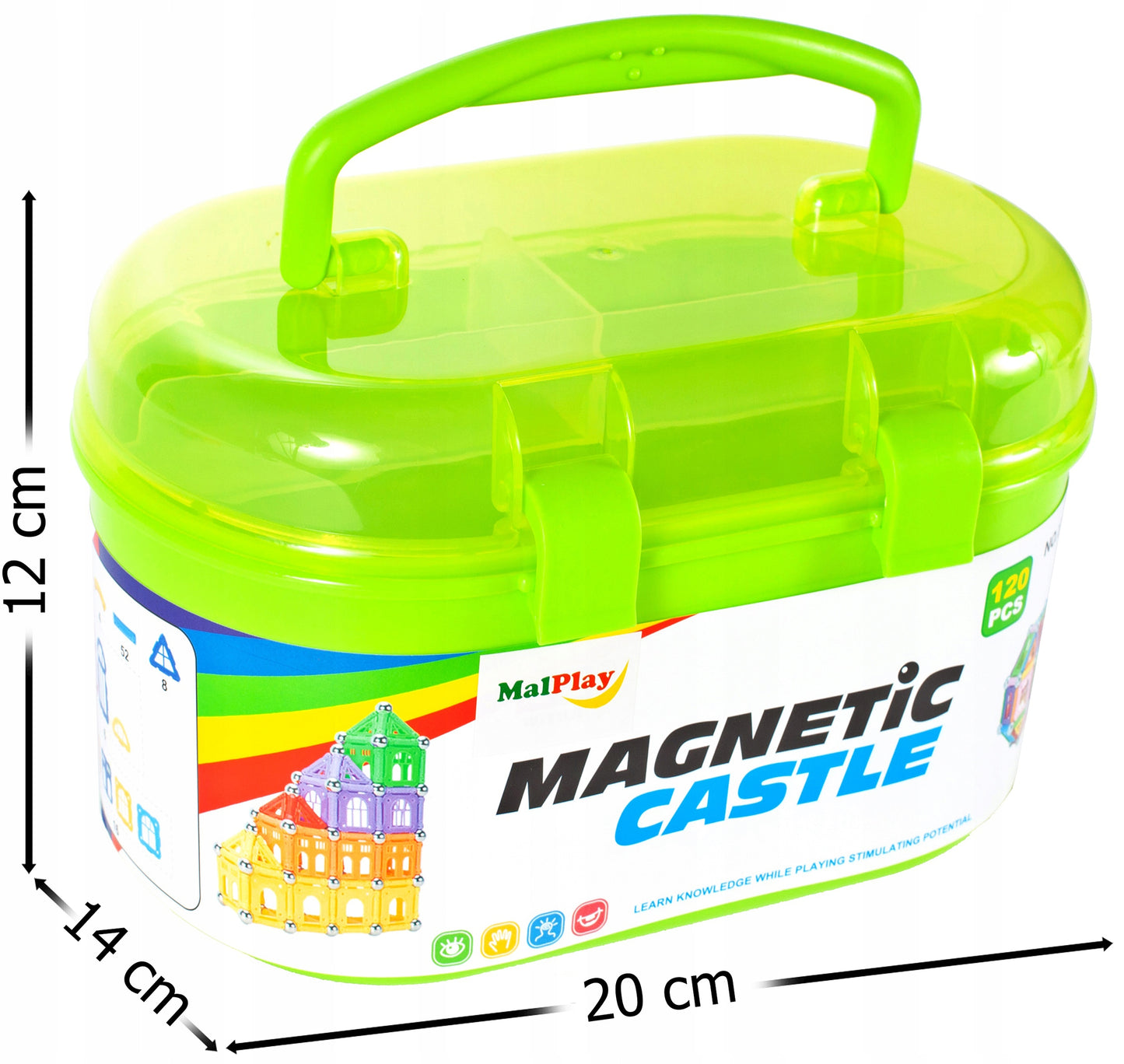 Set Blocuri Magnetice idealStore Castle Construction 3D, Creaza Constructii Tridimensionmale, Dezvolta Rabdarea si Concentrarea, 120 de elemente