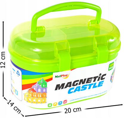 Set Blocuri Magnetice idealStore Castle Construction 3D, Creaza Constructii Tridimensionmale, Dezvolta Rabdarea si Concentrarea, 120 de elemente