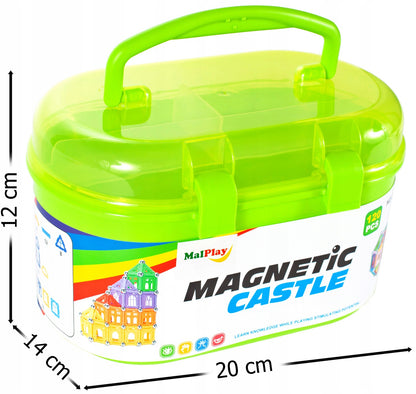 Set Blocuri Magnetice idealStore Castle Construction 3D, Creaza Constructii Tridimensionmale, Dezvolta Rabdarea si Concentrarea, 120 de elemente