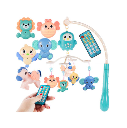 Carusel Interactiv Multifunctional Sleepy Owl idealSTORE, Include Proiector de Veghe cu 100 de Melodii, Diferite Pandantive cu Animale Multicolore Detasabile, Rotire 360 grade, Buton pentru Reglarea Sunetului in 4 Trepte, Control la Distanta