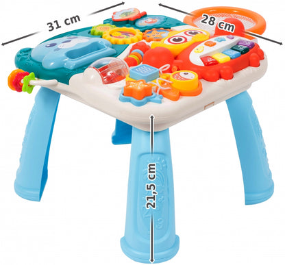 Antemergator Interactiv 5 in 1, 'LikeSmart Aqua Stroller PLUS' cu masuta interactiva detasabila, Mini Cos de Baschet, Lumini si Sunete, Multiple Moduri Senzoriale de joaca, Albastru Marin