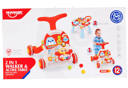 Premergator Interactiv 5 in 1 HAPPY WORLD Dimensiuni 43 x 37 x 42 cm, Echipat cu Panou Educativ detasabil, Sunete, Include forme geometrice colorate, Scoica, Cos baschet, Calmar, 7 piese Sprijina dezvoltarea lingvistica si motorie a unui bebelus