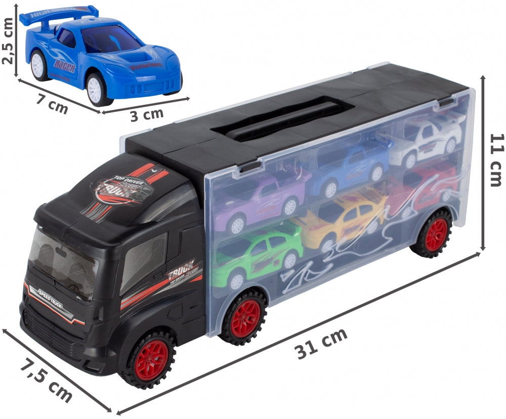 Camion valiza cu 6 masinute incluse Negru