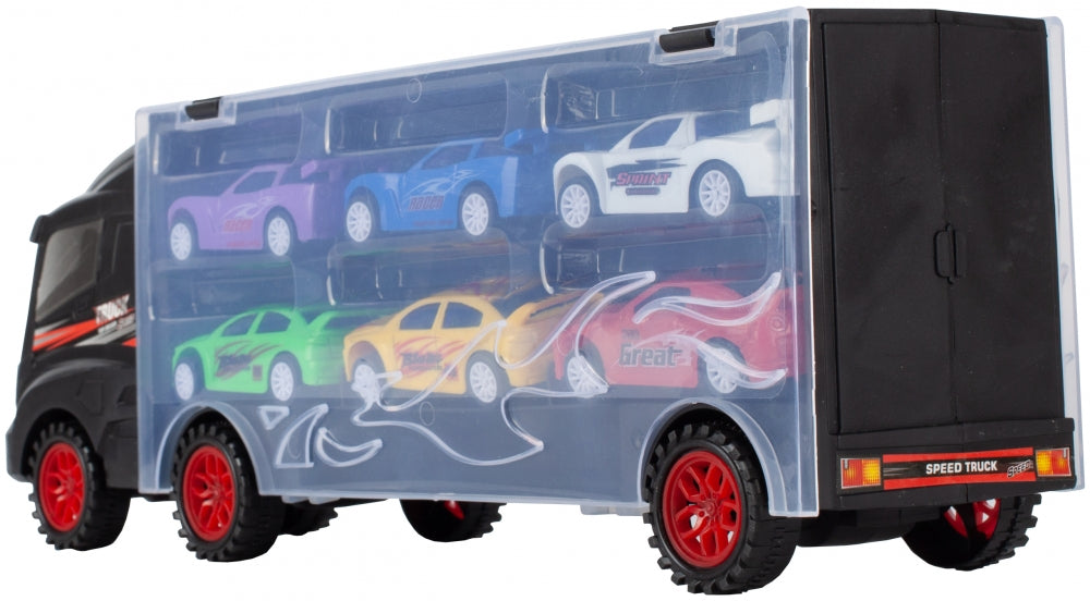 Camion valiza cu 6 masinute incluse Negru