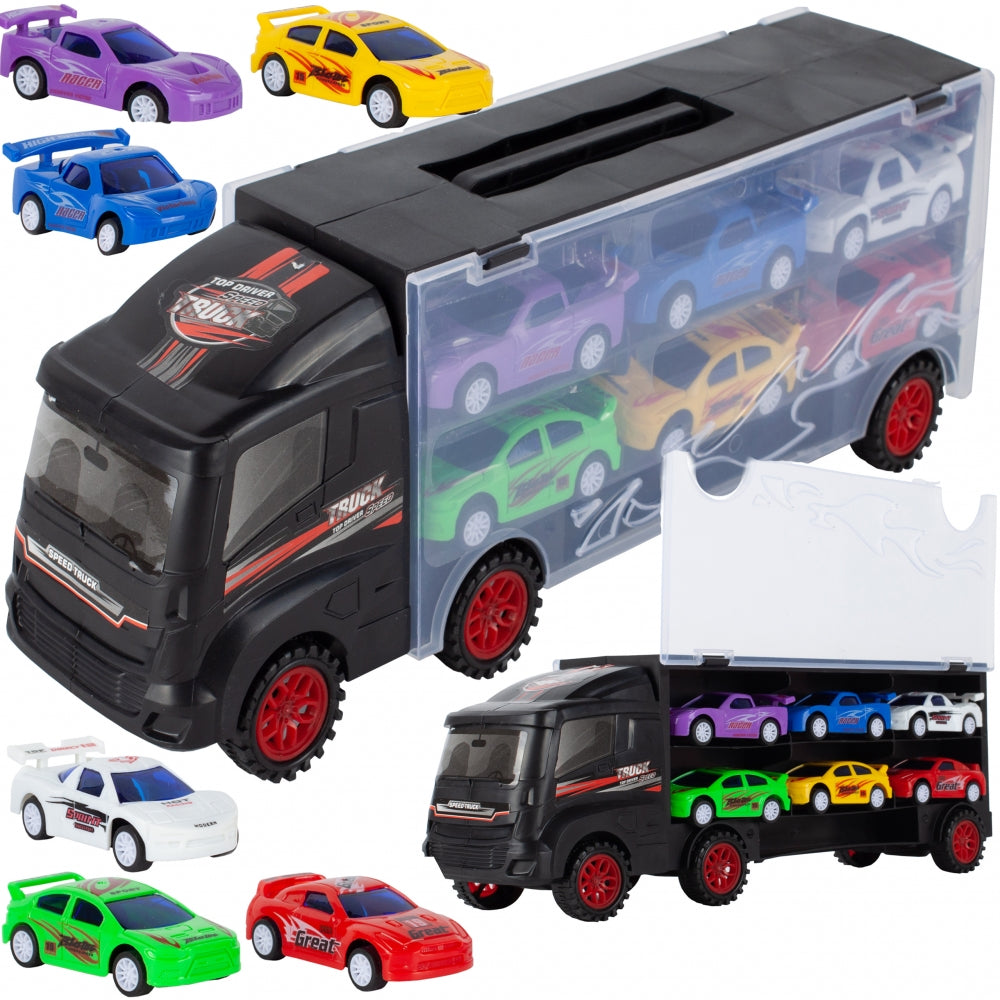 Camion valiza cu 6 masinute incluse Negru