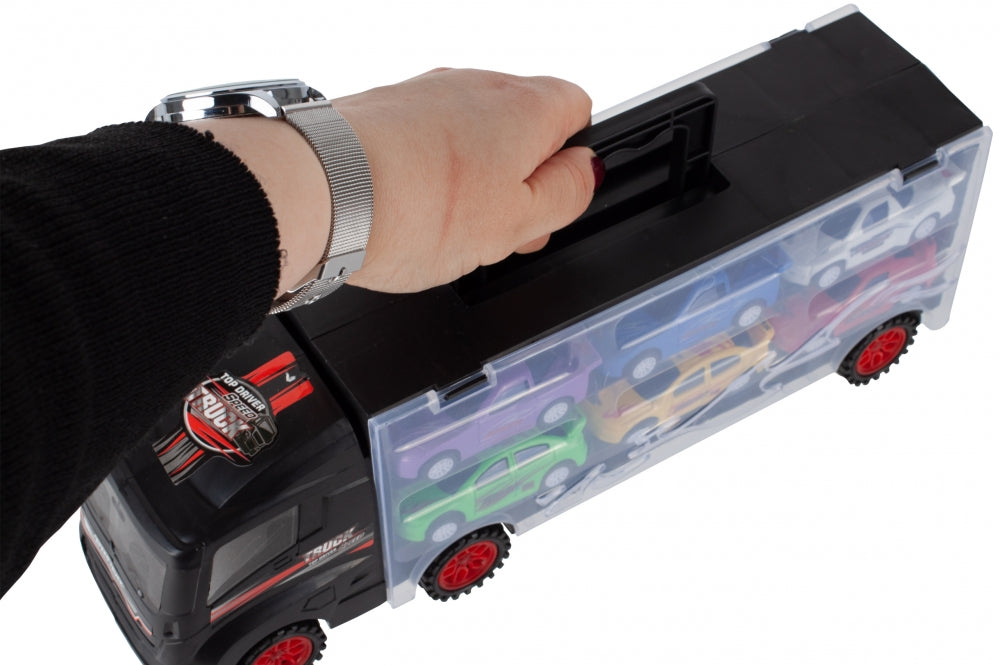 Camion valiza cu 6 masinute incluse Negru