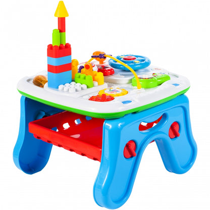 Masuta Interactiva 2 in 1 cu Activitati idealStore Complex Mind, cu Volan, Telefon, Acceleratie, Tableta de Scris, piese de Lego, Dezvolta Imaginatia si Coordonarea