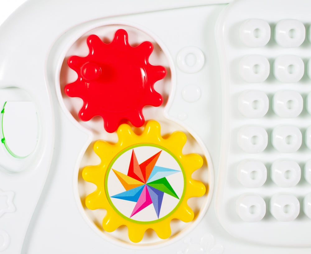 Masuta Interactiva 2 in 1 cu Activitati idealStore Complex Mind, cu Volan, Telefon, Acceleratie, Tableta de Scris, piese de Lego, Dezvolta Imaginatia si Coordonarea