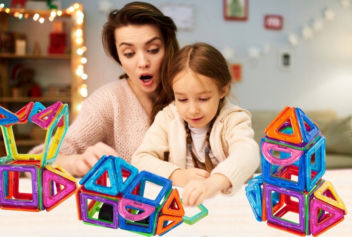 Set Inteligent de constructie Magnetic idealStore, 41 de Piese, Multicolore, Educativ, Creativ, Posibilitatea de forme nelimitate, Stimuleaza imaginatia si creativitatea, Magneti Neodim