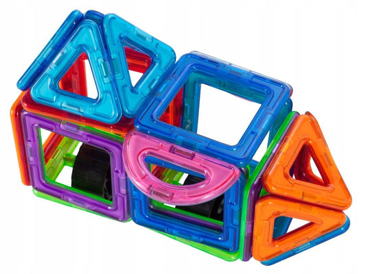 Set Inteligent de constructie Magnetic idealStore, 41 de Piese, Multicolore, Educativ, Creativ, Posibilitatea de forme nelimitate, Stimuleaza imaginatia si creativitatea, Magneti Neodim