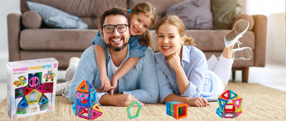 Set Inteligent de constructie Magnetic MAGWORLD idealSTORE, Include 41 de Piese Multicolore, Educativ- Creativ, Posibilitatea de forme nelimitate, Stimularea imaginatiei si a creativitatii, Magneti Neodim