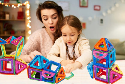 Set Inteligent de constructie Magnetic MAGWORLD idealSTORE, Include 41 de Piese Multicolore, Educativ- Creativ, Posibilitatea de forme nelimitate, Stimularea imaginatiei si a creativitatii, Magneti Neodim