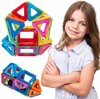 Set Inteligent de constructie Magnetic MAGWORLD idealSTORE, Include 41 de Piese Multicolore, Educativ- Creativ, Posibilitatea de forme nelimitate, Stimularea imaginatiei si a creativitatii, Magneti Neodim