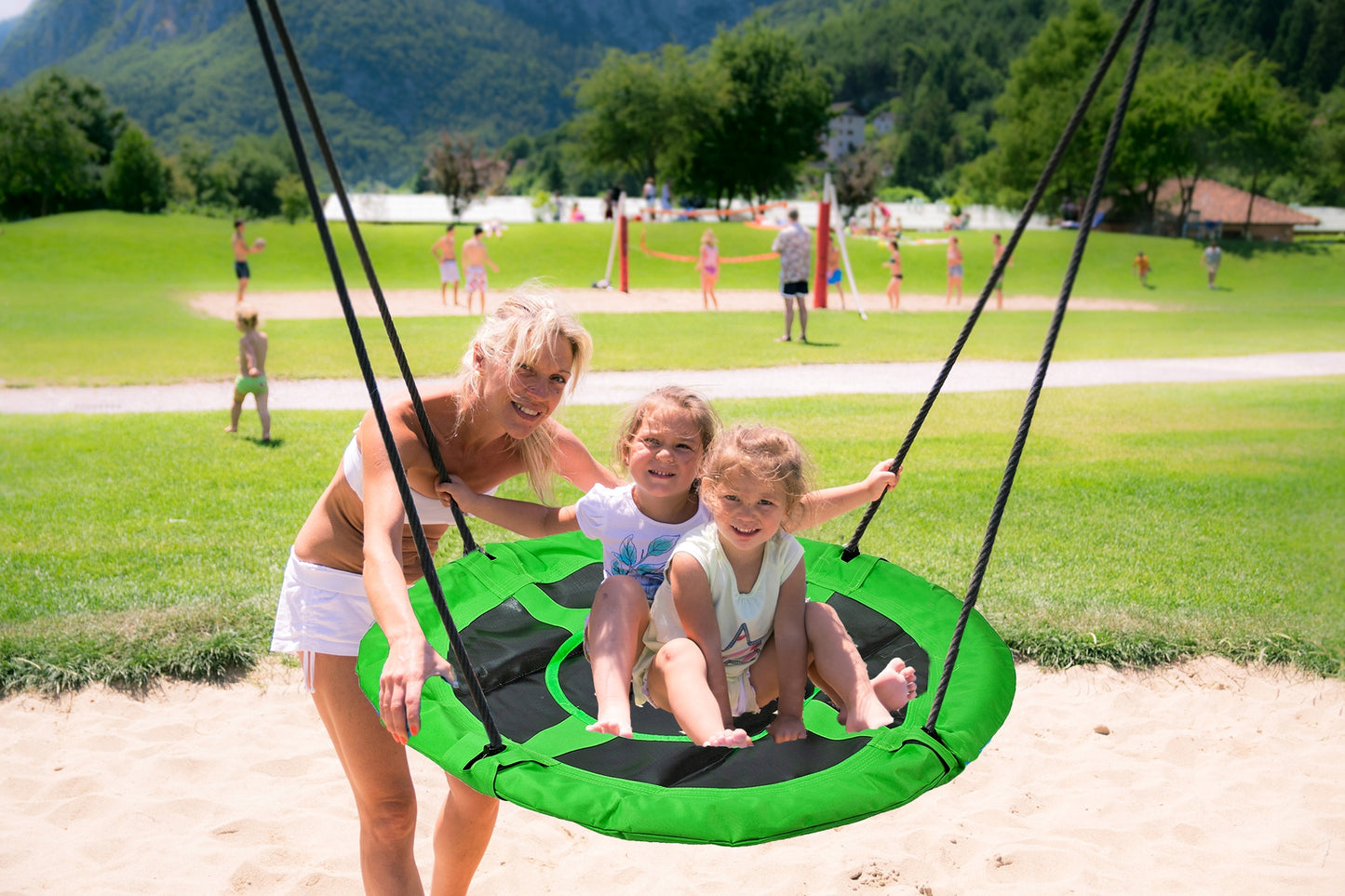 Leagan pentru copii profesional idealStore Stork's Nest, tip Cuib, Sarcina maxima 150 Kg, Diametru 116 cm, Cadru Otel