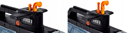 SUBMARIN Multifunctional The Black Shark idealSTORE, Dimensiuni 50 x 10 x 18 cm, Include 5 masinute de diferite culori, elice si un elicopter, Dezvolta imaginatia copilului