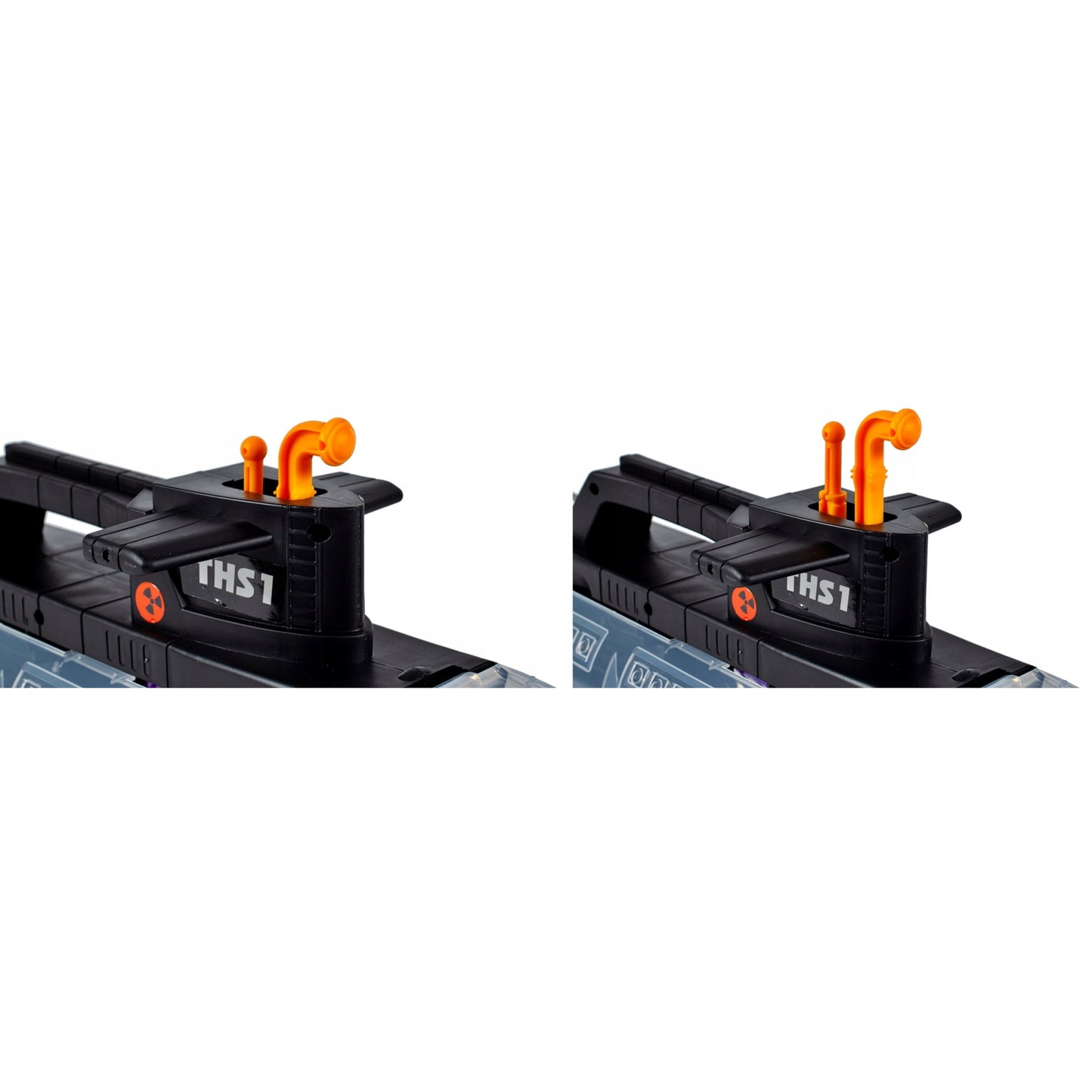 SUBMARIN Multifunctional The Black Shark idealSTORE, Dimensiuni 50 x 10 x 18 cm, Include 5 masinute de diferite culori, elice si un elicopter, Dezvolta imaginatia copilului