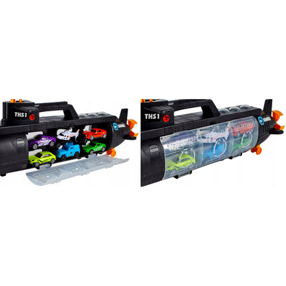 SUBMARIN Multifunctional The Black Shark idealSTORE, Dimensiuni 50 x 10 x 18 cm, Include 5 masinute de diferite culori, elice si un elicopter, Dezvolta imaginatia copilului