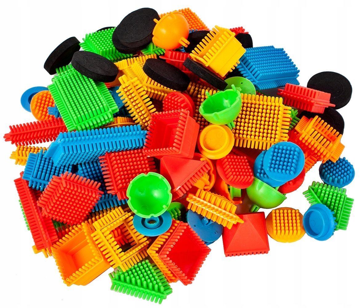 Blocuri de constructie Educational Block idealStore, 100 de blocuri in diverse forme si Culori, Brosura cu idei Ofera multe ore de distractie, Dezvolta Abilitatile motorii si coordonarea psihomotorie