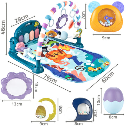 Covoras Muzical indealSTORE pentru bebelusi cu lumini si sunete, Pian si jucarii simbolice, Ajuta la dezvoltarea imaginatiei
