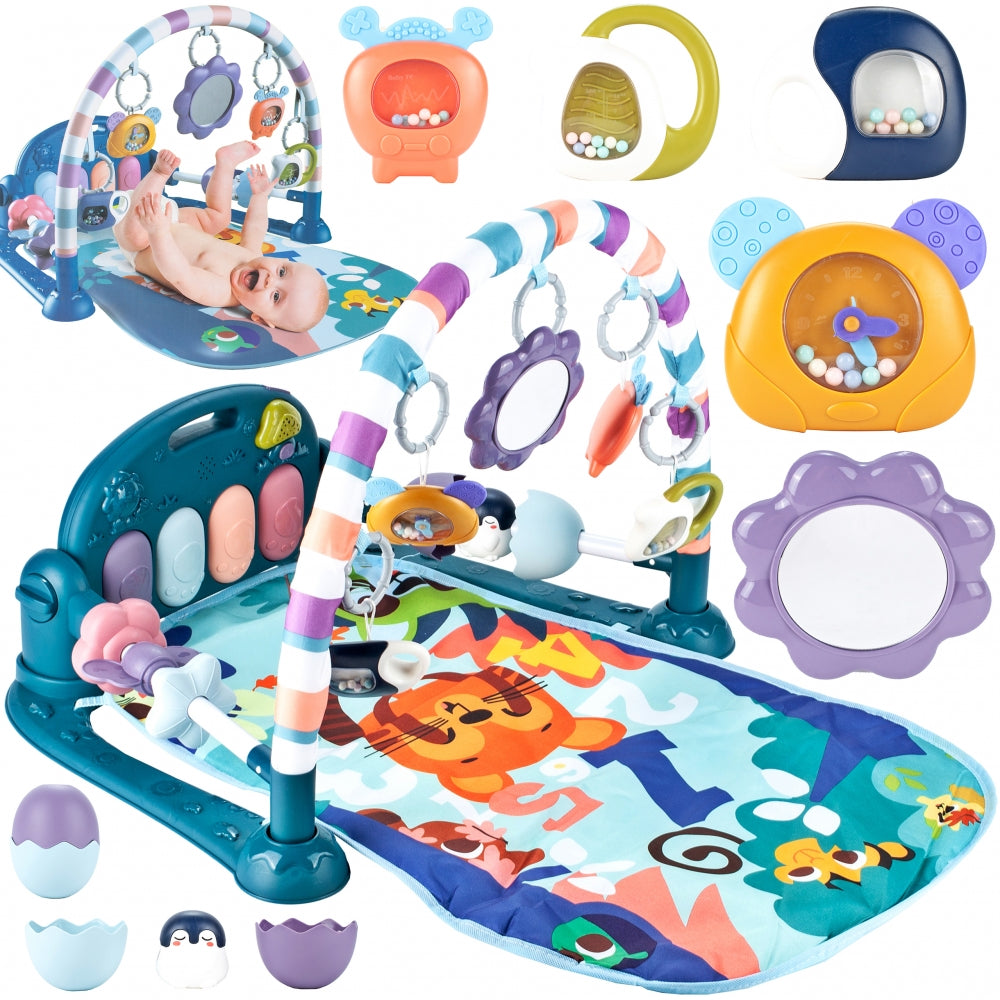Covoras Muzical indealSTORE pentru bebelusi cu lumini si sunete, Pian si jucarii simbolice, Ajuta la dezvoltarea imaginatiei