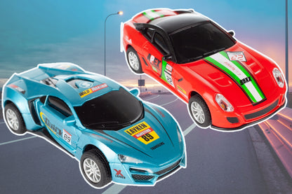 Pista de Curse cu 2 Masini NewYork Race idealStore, 2 Telecomenzi, Bucle Luminoase, Multimodel, Reglare Viteza, Multicolor