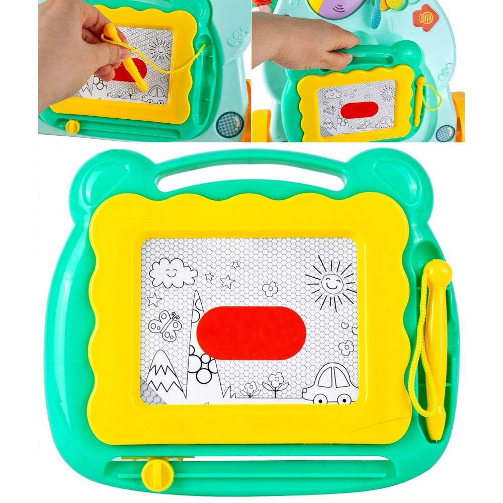 Antemergator Interactiv Muzical idealStore EasyWalk cu Tabla de Scris si Taste, Multifunctional, Stabil, Maner Confortabil, 12 Melodii, Stimuleaza Atentia, Verde