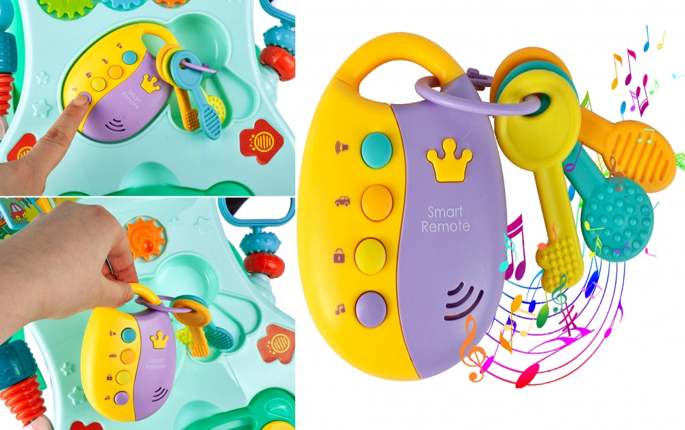 Antemergator Interactiv Muzical idealStore EasyWalk cu Tabla de Scris si Taste, Multifunctional, Stabil, Maner Confortabil, 12 Melodii, Stimuleaza Atentia, Verde