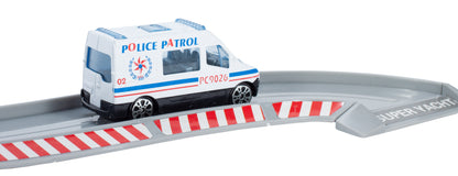 Barca de politie cu sunete si lumini idealSTORE MARINE POLICE Dimensiuni 20 x 17 x 43, Include duba de politie, jet ski, barca cu motor, Stimuleaza imaginatia copilului