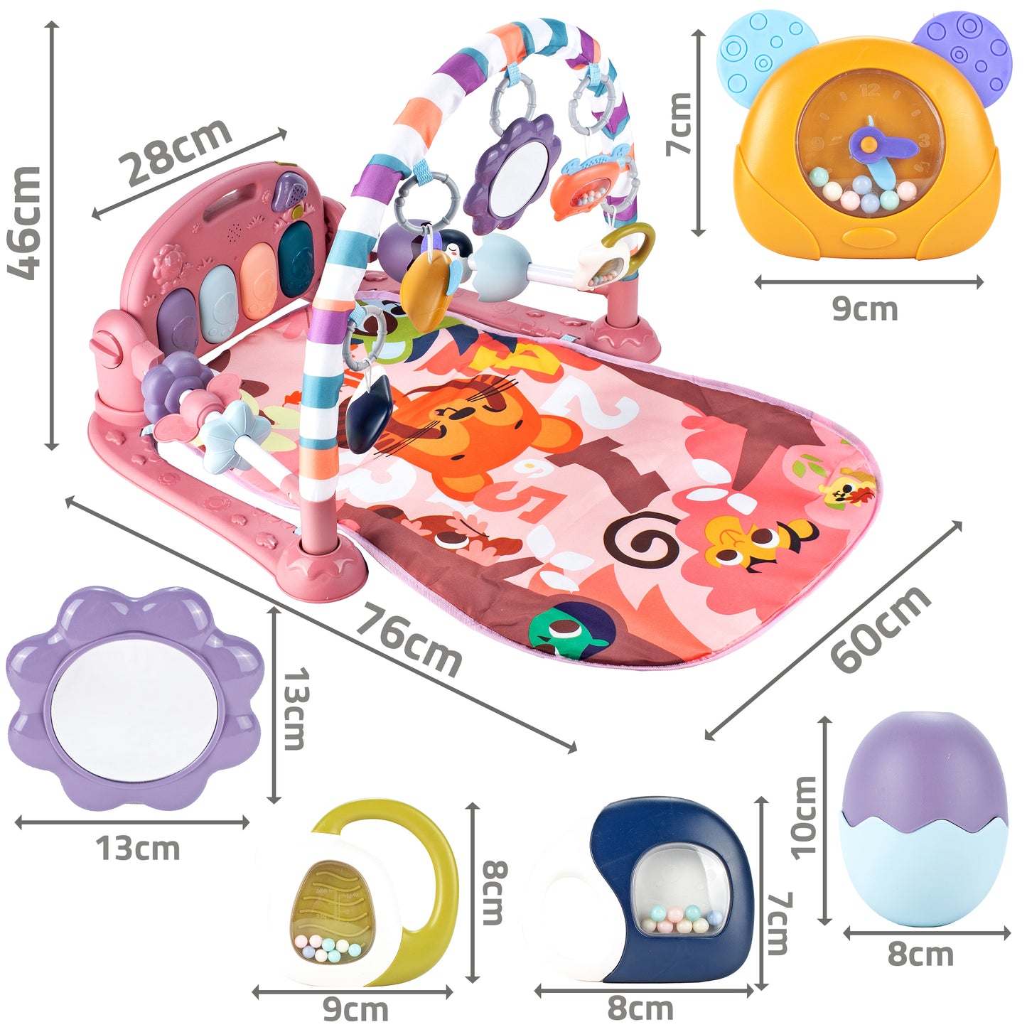 Covoras interactiv Muzical indealSTORE pentru bebelusi cu lumini si sunete, Include pian, saltea, Dezvolta imaginatia copilului