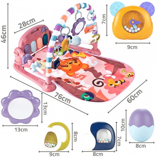 Covoras interactiv Muzical indealSTORE pentru bebelusi cu lumini si sunete, Include pian, saltea, Dezvolta imaginatia copilului