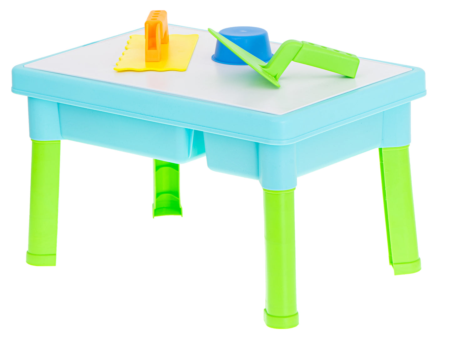 Masuta interactiva pentru copii Learning Table idealSTORE, Dimensiuni 43 x 29 x 26 cm, Include nisip Kinetic, 4 Matrite, Role cu modele, 2 Spatule, Numere de la 1 - 10 si semne matematice, Dezvolta abilitati creative