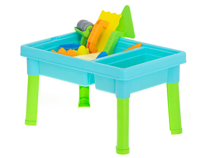 Masuta interactiva pentru copii Learning Table idealSTORE, Dimensiuni 43 x 29 x 26 cm, Include nisip Kinetic, 4 Matrite, Role cu modele, 2 Spatule, Numere de la 1 - 10 si semne matematice, Dezvolta abilitati creative