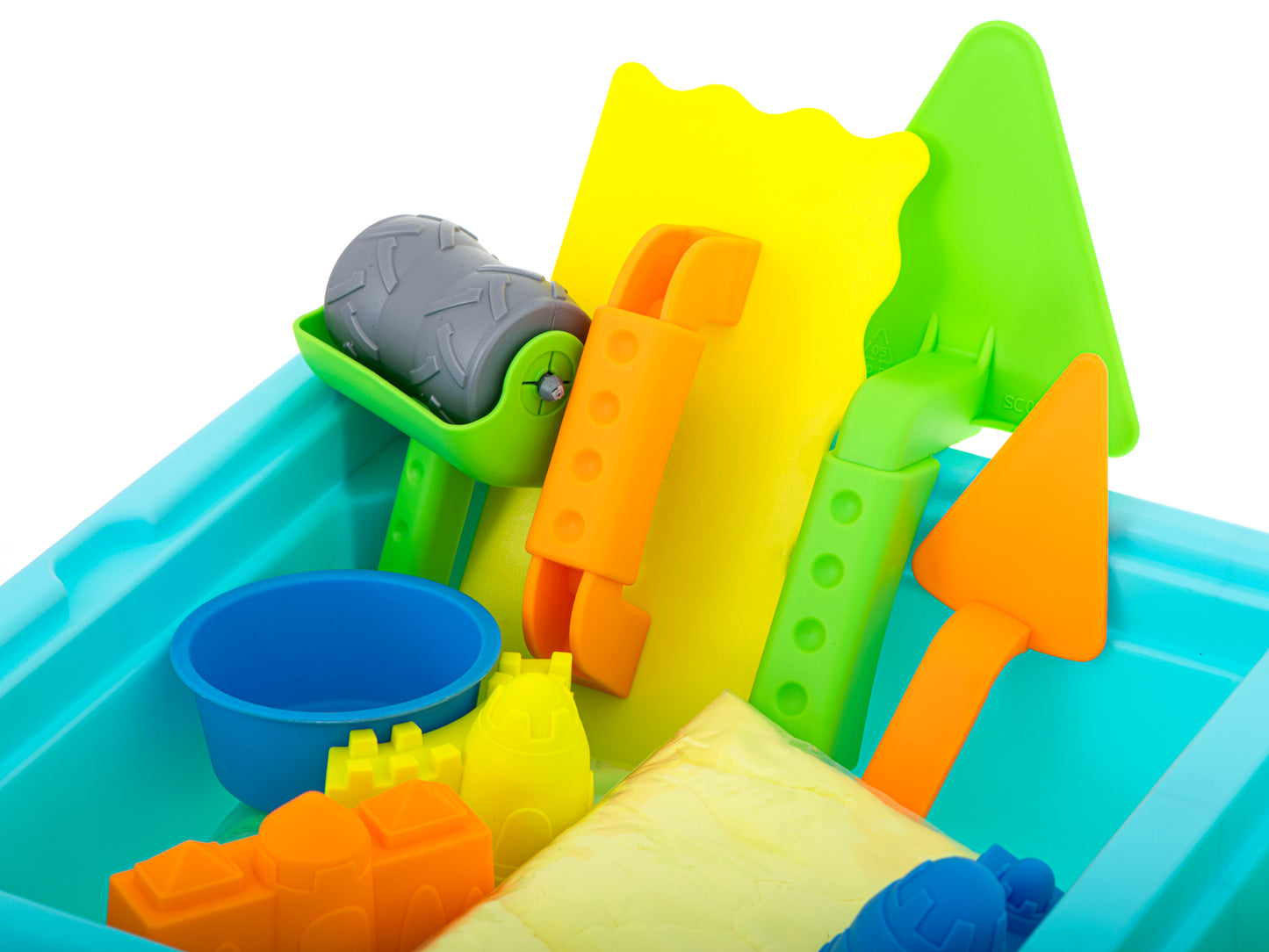 Masuta interactiva pentru copii Learning Table idealSTORE, Dimensiuni 43 x 29 x 26 cm, Include nisip Kinetic, 4 Matrite, Role cu modele, 2 Spatule, Numere de la 1 - 10 si semne matematice, Dezvolta abilitati creative