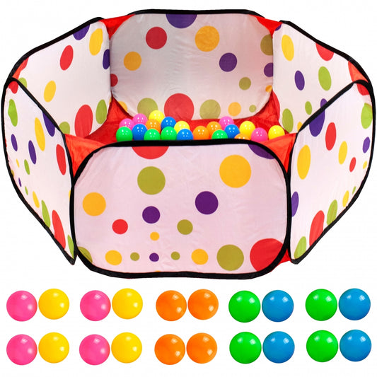 Spatiu de joaca Pliabil idealStore Fun Kids Play cu 20 de Bile Multicolore, Solid, Stabil, Usor de Ansamblat, Design Inovativ, Multicolor