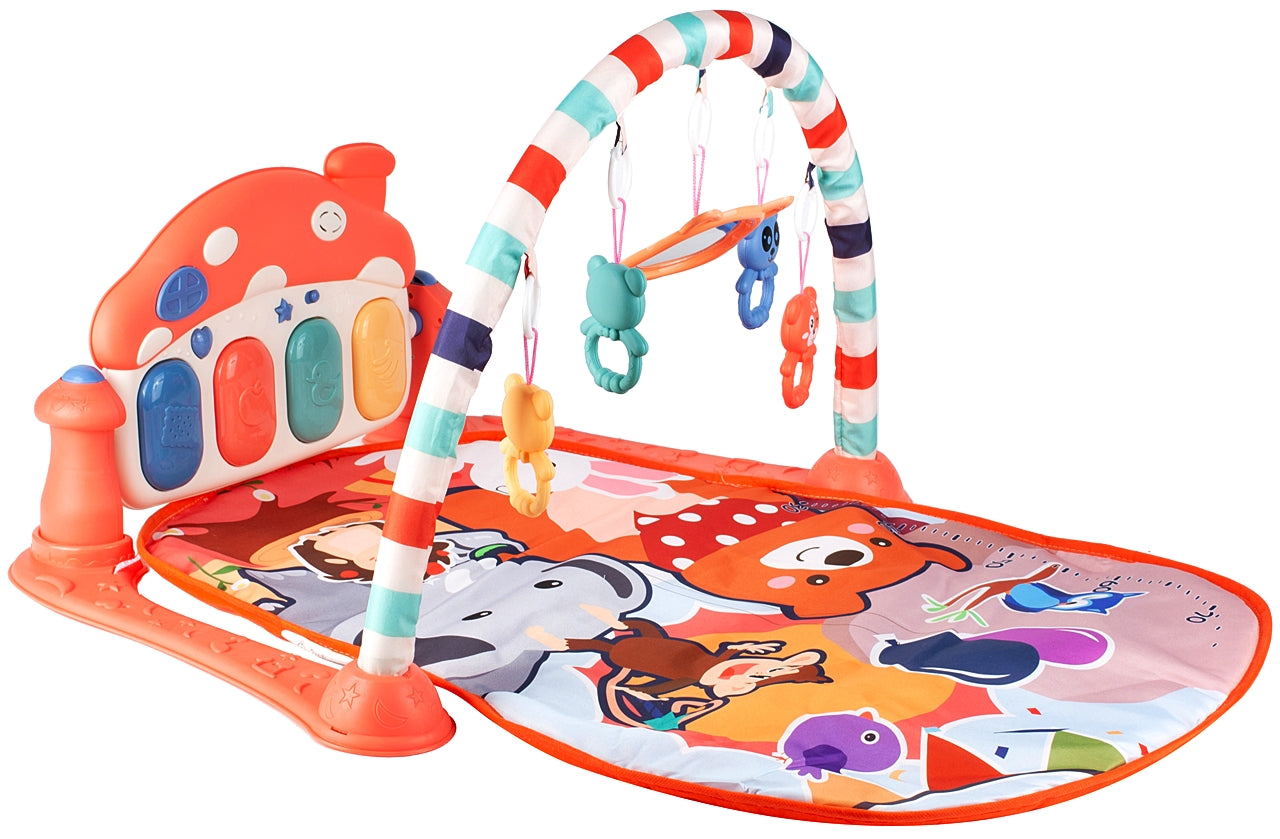 Covoras Muzical IdealStore Teddy Bear, Panou Interactiv, Saltea Pliabila, cu Sunete, Banda de Masurare, Taste Muzicale