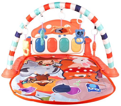 Covoras Muzical IdealStore Teddy Bear, Panou Interactiv, Saltea Pliabila, cu Sunete, Banda de Masurare, Taste Muzicale