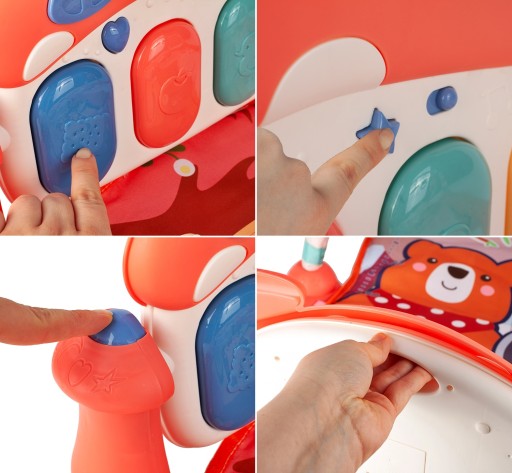 Covoras Muzical IdealStore Teddy Bear, Panou Interactiv, Saltea Pliabila, cu Sunete, Banda de Masurare, Taste Muzicale