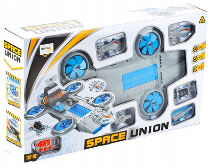 Baza spatiala idealSTORE, Dimensiuni 40 x 22 x 14 cm, Include 4 elice, rampa de gunoi, masini de explorare, docuri, 5 vehicule, loc de aterizare, Dezvolta imaginatia copilului